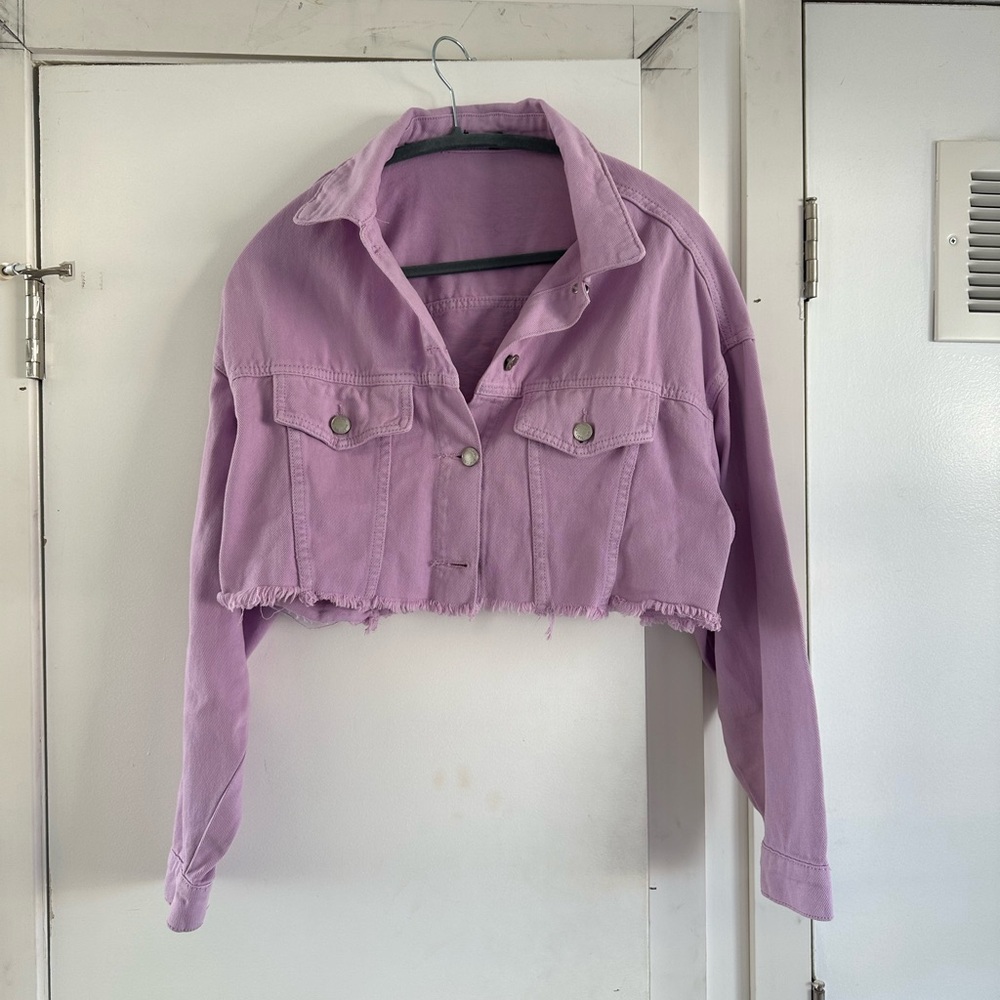 Nasty Gal Cropped Lavender Jean Jacket